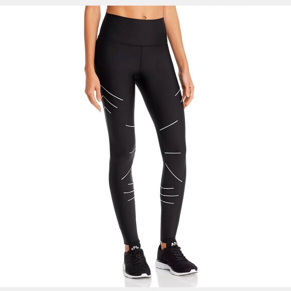 Alo Yoga Sequence High-Rise Leggings Reflective Black Full Length Womens X-Small - Picture 1 of 5